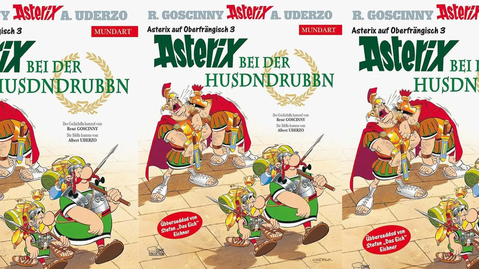 Die Oberfranken sind wieder da – beim Deudaaades! Stefan „Das Eich“ Eichner, der Komiker aus Kulmbach, präsentiert mit „Asterix bei der Husdndrubbn“ seinen dritten Asterix-Übersetzungsstreich ins Oberfränkische. (Foto: red )